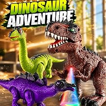3 in 1 Realistic Walking Dinosaur Toys Set with Lifelike Sounds, 3 Pack Tyrannosaurus, Brachiosaurus, Triceratops Figures, Great Dinosaur Themed Gifts for Kids Ages 3 and Up
