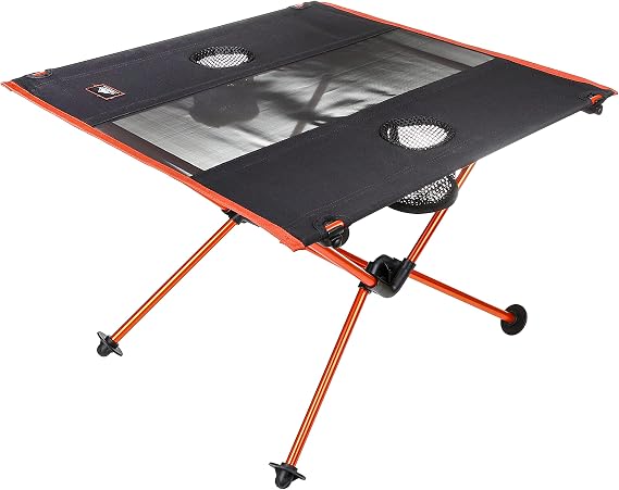 Cascade Mountain Tech Ultralight Camp Table - Lightweight for Backpacking, Camping, Sporting Events, Beach, and Picnics with Carry Bag - Black/Orange