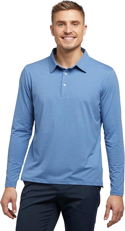 Solbari UPF 50+ Men's Sun Protection Long Sleeve Polo Fitness Shirt - UV Protection, Sun Protective