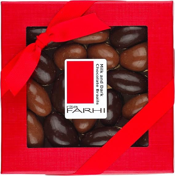 Rita Farhi Chocolate Covered Brazil Nuts Palm Oil Free (Gift Box 210g, Milk & Dark Chocolate)