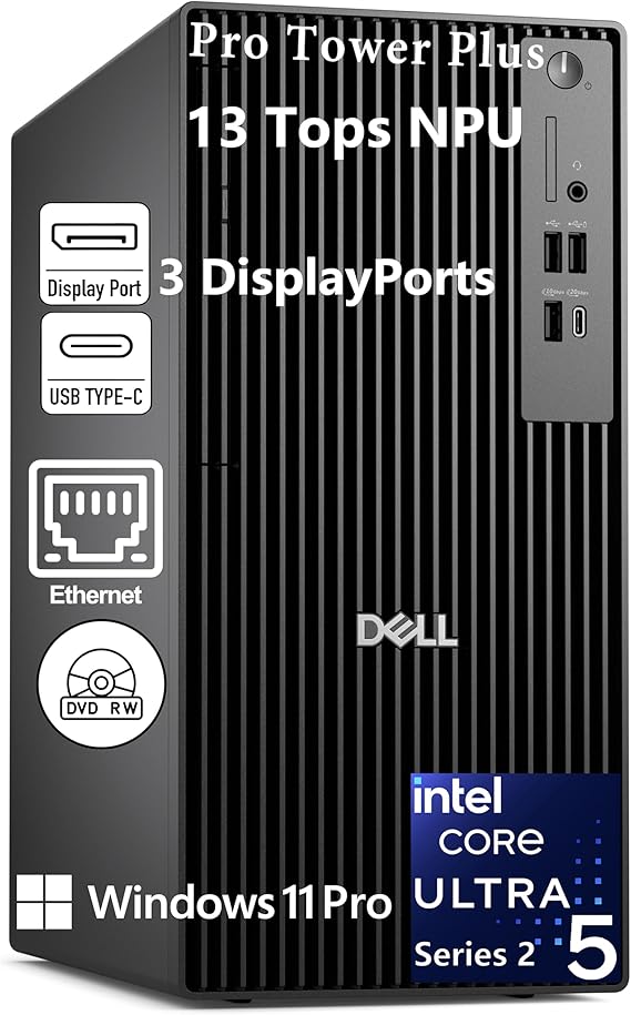Dell Pro Tower Plus QBT1250 Desktop, Intel 14-Cores Ultra 5, Windows 11 Pro