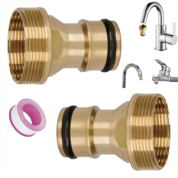 2 PCS Threaded Mixer Hose Adaptor Pipe Joiner Fitting, Hot Water Tap Hose Connector for Indoor Bathroom Garden Hose Pipe Tap Connector Adapter for