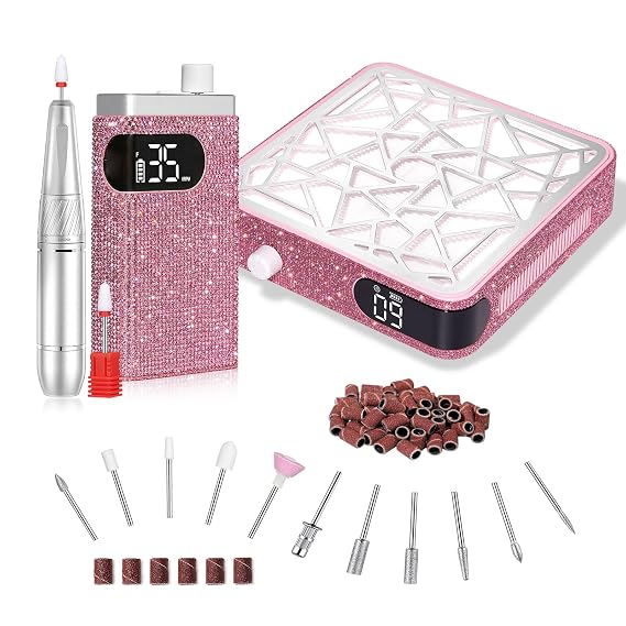 Professional Rechargeable Nail Drill Machine& Nail Dust Collector, Manicure Pedicure Tool