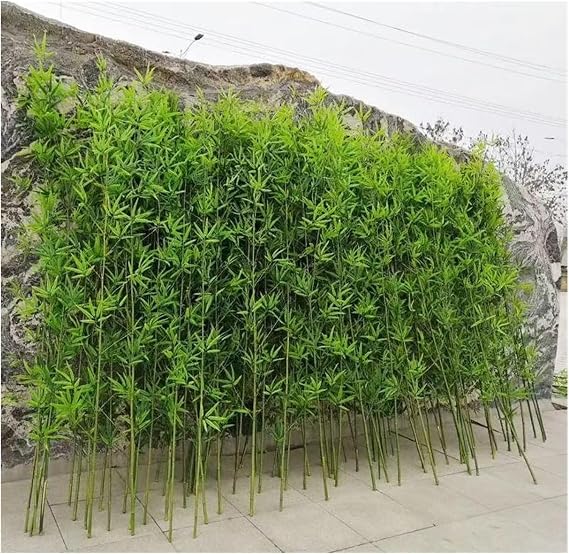 Artificial Outdoor Bamboo Tree UV Resistant 3ft 4ft 5ft 6ft 7ft 8ft Tall, Garden Privacy Screen Large Faux Bamboo Silk Trees with Leaves, Fake Plant Plastic Tree for Indoor Home Decor(10 pack,2.5m/8ft