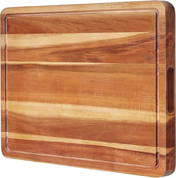 24 x 18 Inch XXL Countertop Cutting Boards - BEZIA Extra Large Chopping Board for Kitchen - Meat Cutting Board for BBQ - Turkey Carving Board - Extra Large Charcuterie Board with Handles, Juice Groove | Deep Juice Grooves, Side Handles & Pre-Oiled Finish, Optimal Size for Efficient Meal Prep, Carving & Stylish Countertop Use