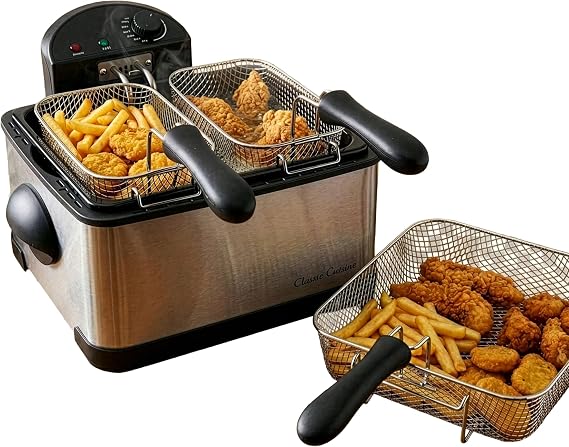 Classic Cuisine Deep Fryer, 4L Electric Oil Fryer, Silver, 16x12.5x9