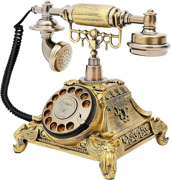 Vintage Phone with Redial Function, Retro Rotary Dial Phones with Noise-canceling Function, Resin Antique Phone Old Fashion for Cafe, Landline Telephone for Home Office Bar Hotel Decor