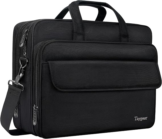 17 Inch Laptop Bag Expandable Computer Briefcase Taygeer Water Resistant Travel Office Shoulder Bag for Men Women Carry on Handle Business Messenger Bag for 17 inch Tablet/Notebook/HP/Dell- Black