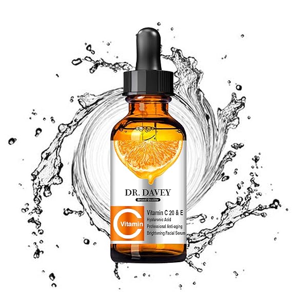 Dr. Davey Vitamin C Facial Serum - Anti-Aging Vitamin C Serum with Hyaluronic Acid & Vitamin E For Face Anti Wrinkle Organic Skin Care Treatment, Anti-Aging & Skin Repair - 1oz (1 Pack)