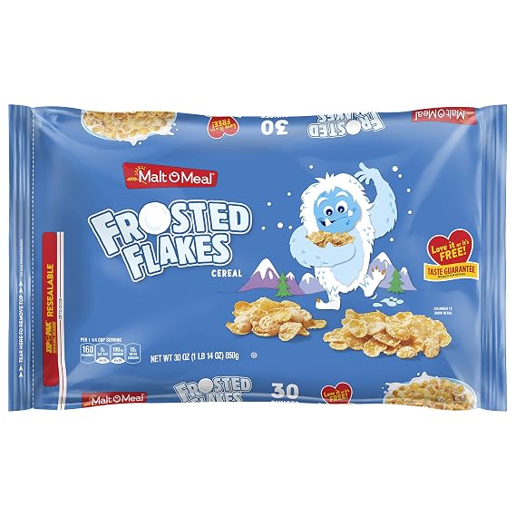 Malt-O-Meal Frosted Flakes Breakfast Cereal, 30 Ounce (Pack of 8)