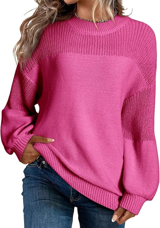 Dokotoo Women's Oversized Long Sleeve Crewneck Pullover Sweaters | Solid Color Knit Tops, Elegant Casual Fall Outfits, Soft Comfy Fashion Clothing, Trendy 2026 Winter Clothes