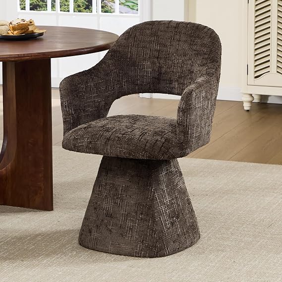 Ya-Home Swivel Dining Chairs Retro Kitchen Chairs, Orange Chenille