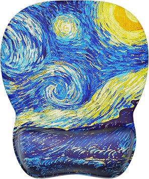 MROCO Ergonomic Mouse Pad with Wrist Support Gel, Comfortable Computer Mouse Pad for Laptop, Pain Relief Mousepad for Office & Home, 9.4 x 8.1 in, Black Flower