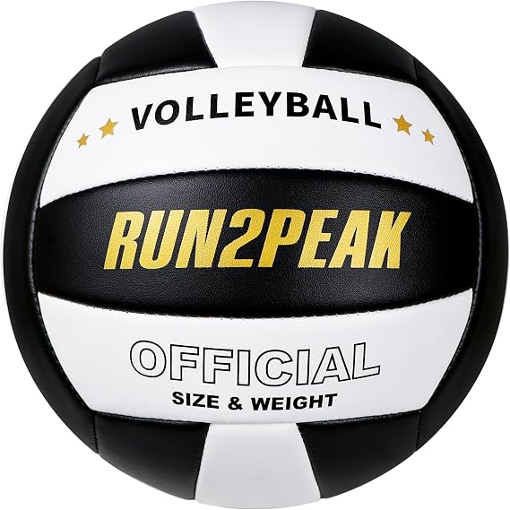 RUN2PEAK Volleyball Ball Official Size 5 Training Practice Volley Ball Black and White