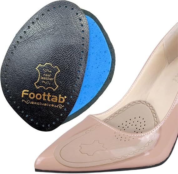 Foottab Ayakkabı Numara Küçültme Pedi, Deri Ön Yarım Tabanlık, Stiletto Kaydırmaz Ayakkabı Tabanlığı, 1 Çift (40-46, Siyah)