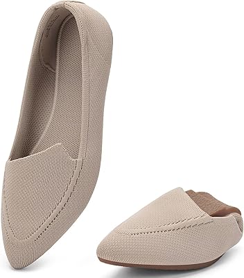 poemlady Women’s Ballet Flat Shoes Dress Knit Round Toe Slip On Ballerina Walking Flats Shoes for Woman Casual Comfort Soft