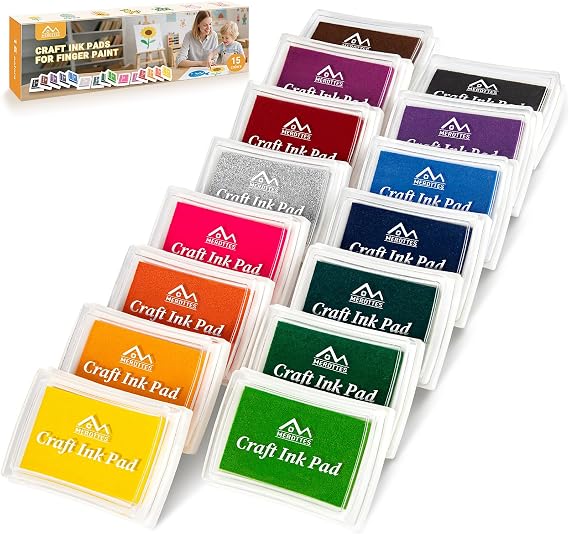 MERDTTES 15 Colors Ink Pads, Washable Stamp Pads for Kids Crafts