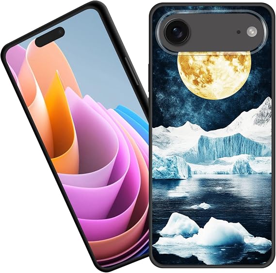 for iPhone Air Case,Premium Soft Silicone Rubber Full-Body Protective Bumper Case for iPhone Air,Moon Over Ice Mountains