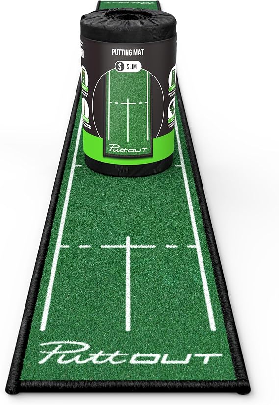 PuttOUT Putter Mat, Putter Practice Mat, Realistic Green Reproductions, Golf Practice Mat, Putter Practice Equipment, 9.6 ft 3 m 6.6 ft 2 m Indoor Prevents Rolling