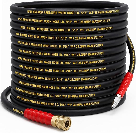 LIULO TOOL 50 FT Pressure Washer Hose with 3/8" Quick Connect, 4000 PSI Kink Resistant High Tensile Wire Power Washer Hose