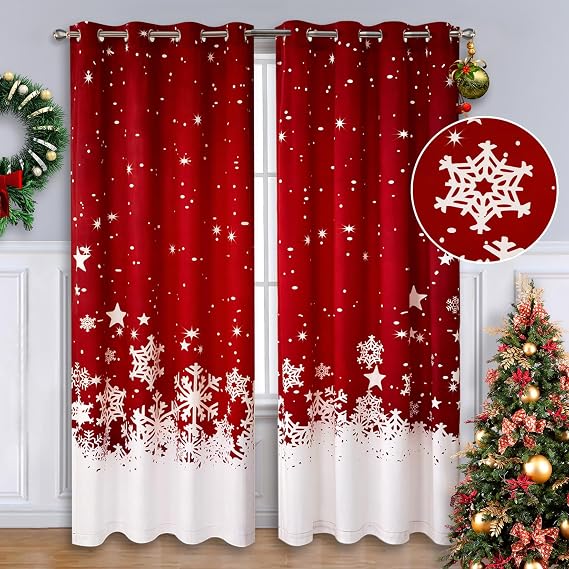 CAROMIO Christmas Curtains for Living Room 2 Panels Set, Velvet Fabric