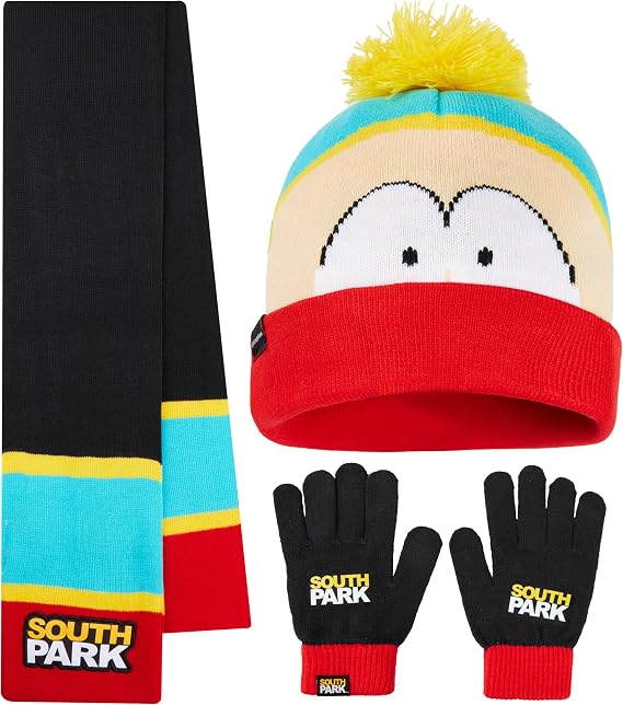 South Park Winter Accessories Set, 1 Pc Beanie or 3 Pcs Knit Hat, Gloves, Scarf, Winter Gear, Cozy Gifts