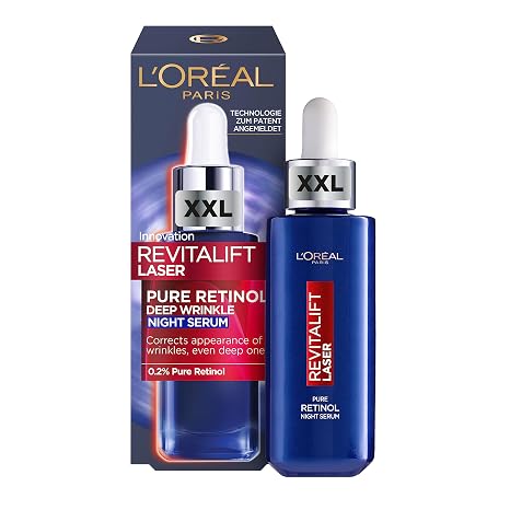 L'Oréal Paris Retinol Serum Anti-Falten Nacht-Serum mit Vitamin A pflegendem Öl und Hyaluronsäure Revitalift Laser Gesichtspflege 1 x 50 ml