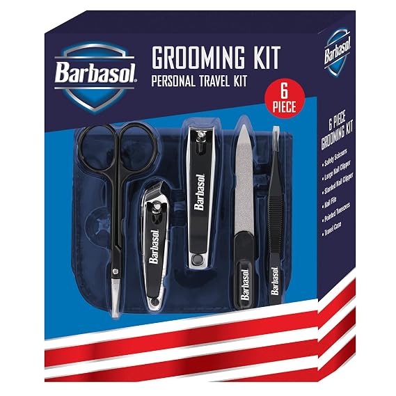 Barbasol CBG11001BLK 6-Piece Nail Grooming Set with Travel Case - Black