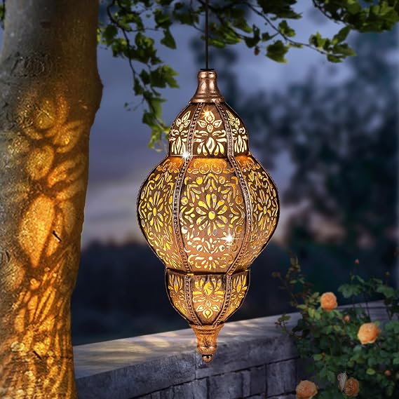 AIINY Solar Lights Outdoor Decor Hanging Lantern for Outside Art Decorations Waterproof Metal Lanterns Garden Gifts for Mom, Women, Gardener, Patio, Yard