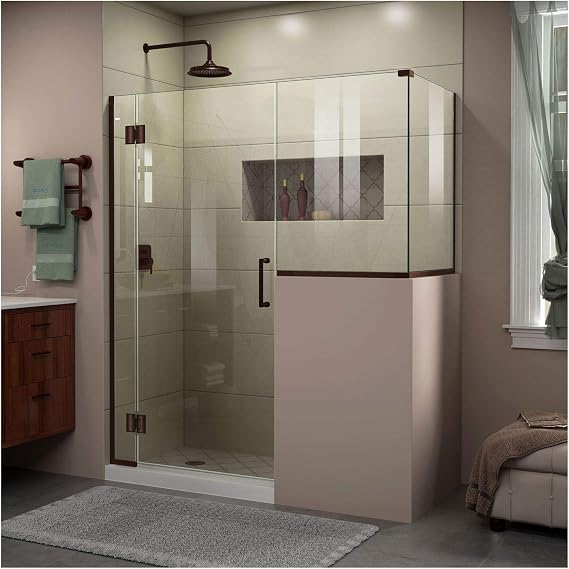 DreamLine Unidoor-X 60 in. W x 30 3/8 in. D x 72 in. H Frameless Hinged Shower Enclosure in Oil Rubbed Bronze, E130243430-06