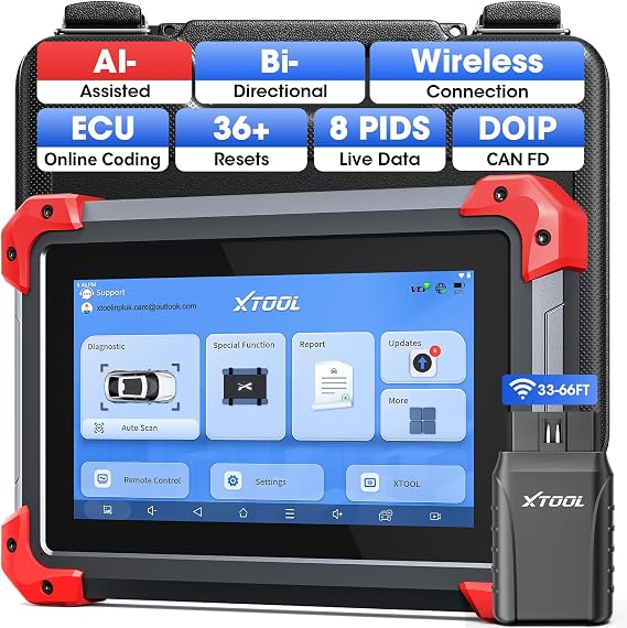 XTOOL D7BT Wireless Bi-Directional OBD2 Scanner with ECU Coding, AI Diagnostic Assistant, Full System Car Diagnostic Tool, 36+ Resets, CAN FD & DoIP, 3 Years Free Update