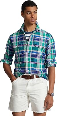 Polo Ralph Lauren Mens Classic Fit Plaid Oxford Long Sleeve Workshirt