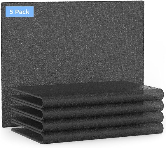 VOOPNU DH-JHD08 Washable Air Filter Replacement for Dust, Hair, Pet Dander, Lint, Fibers - Washable Version (Black), 5 Pack