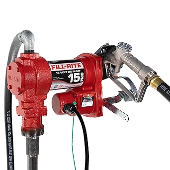 Fill-Rite FR1210H 12V 15 GPM Fuel Transfer Pump with Discharge Hose & Manual Nozzle | Gasoline, Diesel, Kerosene, Ethanol & Methanol Blends & Biodiesel