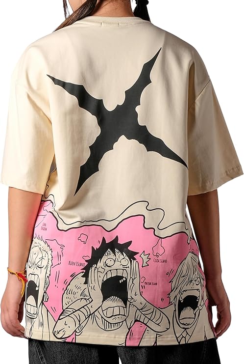 Unisex Anime Oversized T Shirts for Men and Women, Baka Trio Printed Drop Shoulder Anime T Shirt