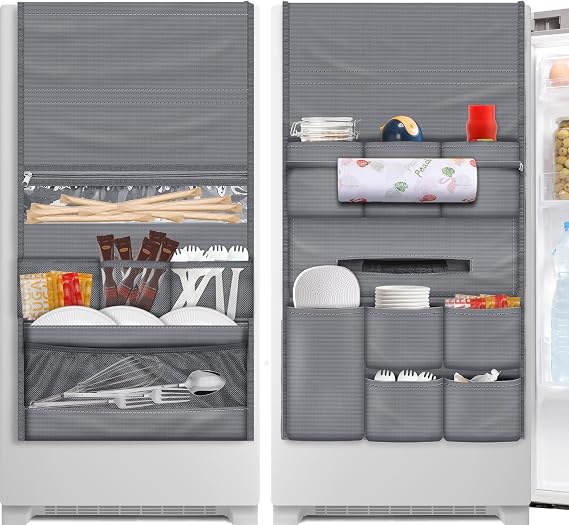RGQSUN 55.1 x 15.7 in Mini Fridge Organizer with 15 Pockets