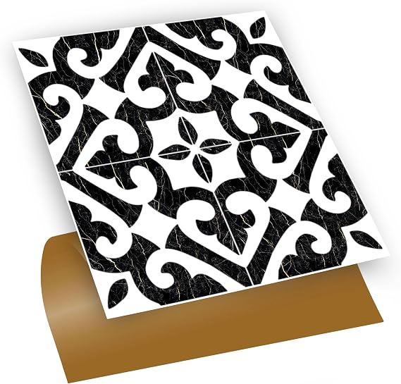 Tink Kendinden Yapışkanlı Fayans Çıkartması, Zemin Duvar Kaplama, Yapışkanlı Fayans Kaplama PVC Karo Hatayi Desenli 30x30 cm (4 ADET) 0,36m²
