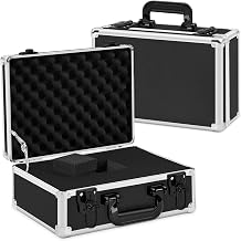 Fukumi 14 Inch Aluminum Hard Case with Customizable Foam Heavy-Duty Protective Carrying Case for Wireless Microphone Systems, Camera Gear, and Electronics Black