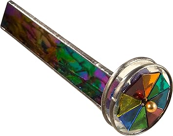 J Devlin Kal 110 Double Wheel Kaleidoscope Black Iridescent Stained Glass Gift for Dad