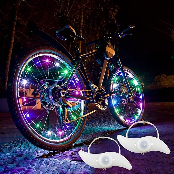 LED Bike Wheel Lights Colourful with 3 Flashing Modes for Night Cycling