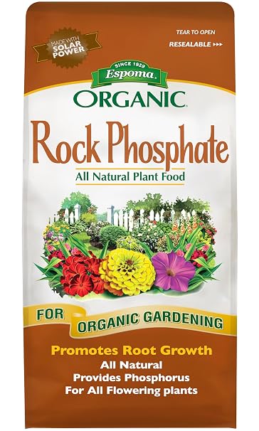 Espoma Rock Phosphate 7.25 lb Organic Plant Fertilizer for Outdoor Flower Or Vegetable Gardens Promotes Blooming & Root Growth for Use On All Plants