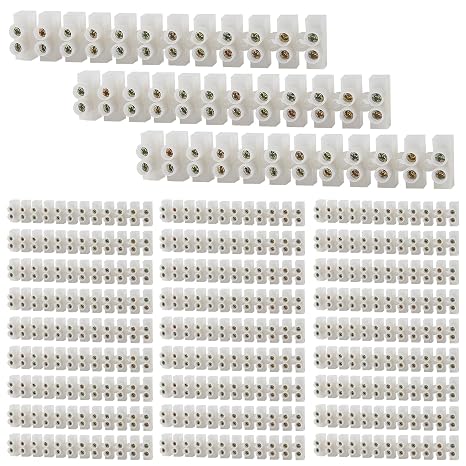 30 Pack Terminal Block Set, 12 Position Dual Row Terminal Strip Electrical Barrier Wire Connector Block, 10A 380V