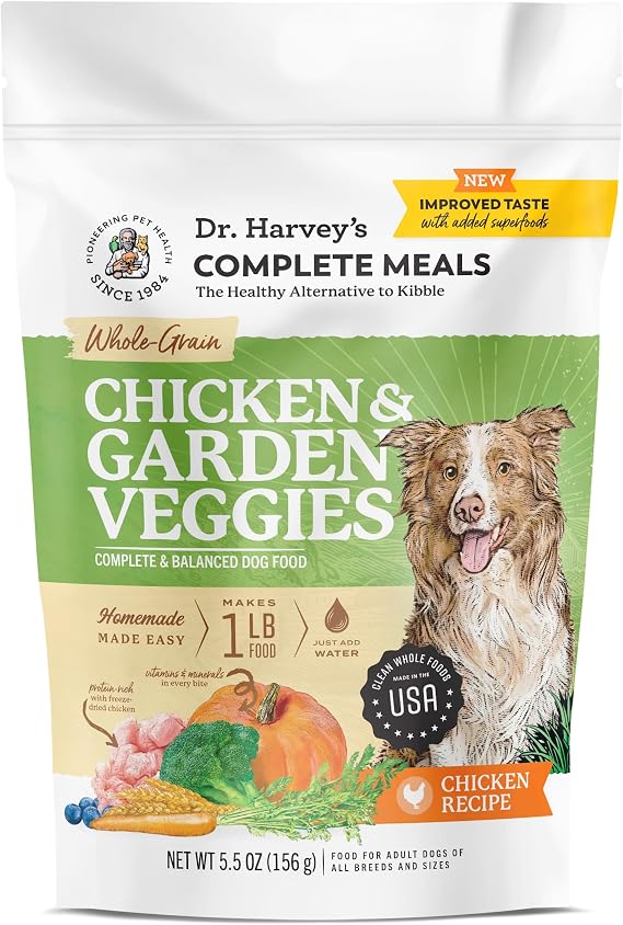 Dr. Harvey's Chicken & Garden Veggies Dog Food, Whole-Grain Dehydrated Dog Food with Freeze-Dried Chicken (5.5 Ounces, Trial Size)