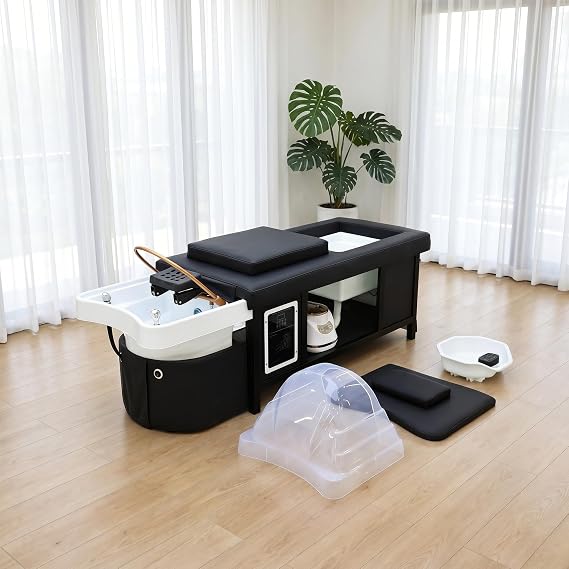 Massage Table with Head Spa Equipment, Massage Bed with Shampoo Bowl
