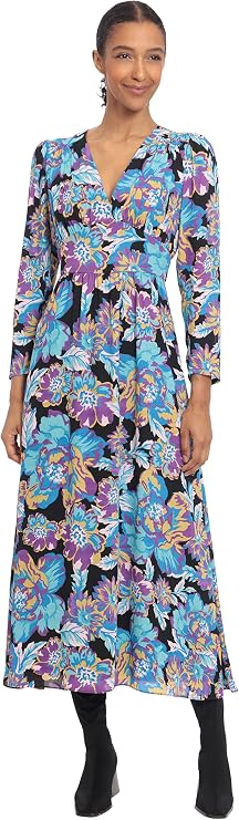 Donna Morgan Women's Women's Dresses Long Sleeve V-Neck Maxi