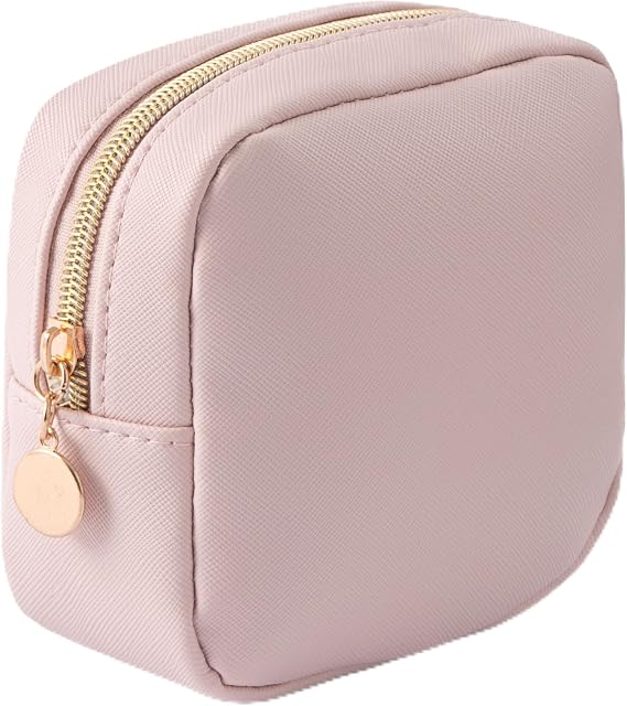 HBselect Small Makeup Bag for Purse Mini Make up Pouch Cute Cosmetic Pouch Make Up Organizer Case for Backpack Toiletry Bag Waterproof Square Pouch with Zipper for Women with Slip-in Pockets
