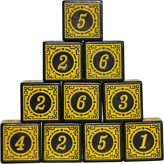 SmartDealsPro 10-Pack D6 Six Sides 16mm Dice Die for DND MTG PRG Wow Table Game Math Teaching… (Yellow Letter)