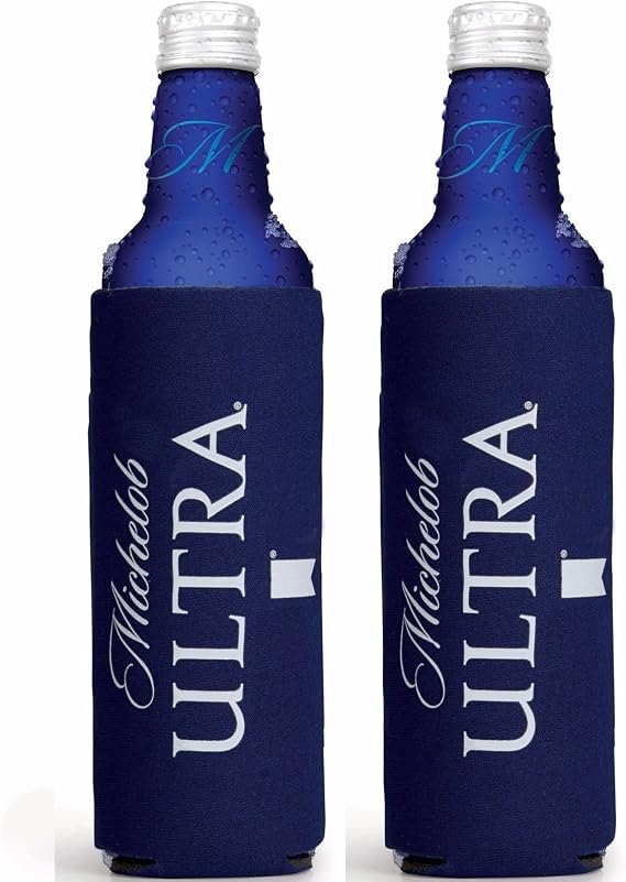 Michelob Ultra 16 oz Slim Bottle Coolie Cooler Cruise Can- 2 Pack