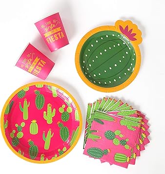Final Fiesta Bachelorette Party Plate Set I Fiesta Party Decorations I Includes 16 Fiesta party plates, cactus side plates, napkins and paper cups
