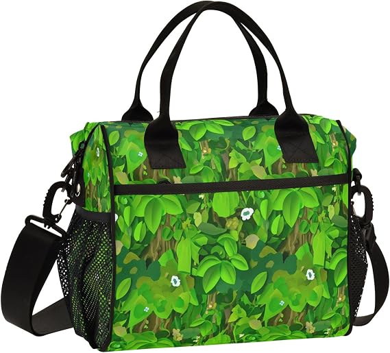 pdkjwd Morning Glory Pattern Lunch Bag, Lunch Box with Adjustable Shoulder Strap, Reusable Insulated Cooler, Tote Bag Suitable for Picnics, Travel, and work Large Size
